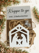 5er Set Weihnachtskrippe "to go"  inklusive 2 Ballonlichter