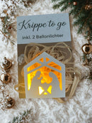 5er Set Weihnachtskrippe "to go"  inklusive 2 Ballonlichter