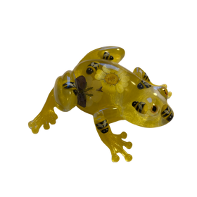 Handgemachter Dekofrosch „Biene“ aus Epoxidharz