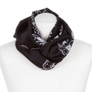 Seidenschal Schwarz mit weißem Blumenmuster