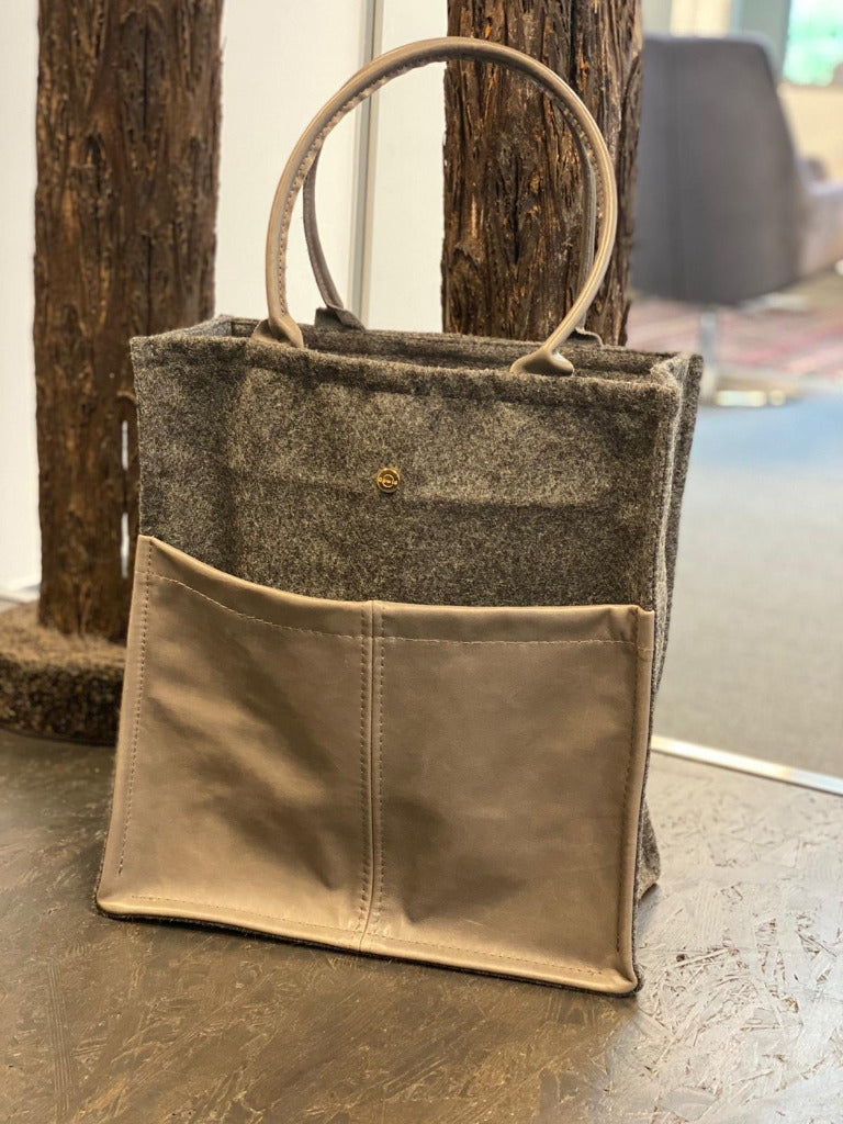 Shopping Bag Leder/Wollmix