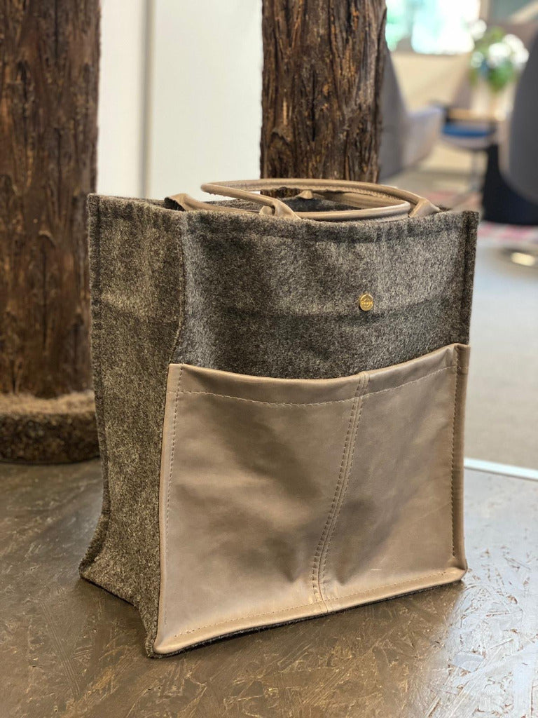 Shopping Bag Leder/Wollmix